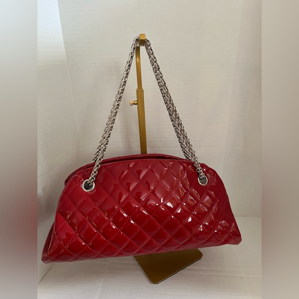 CHANEL
Red Quilted Patent Leather Just Mademoiselle Bowling Bag - Picture 6 of 12